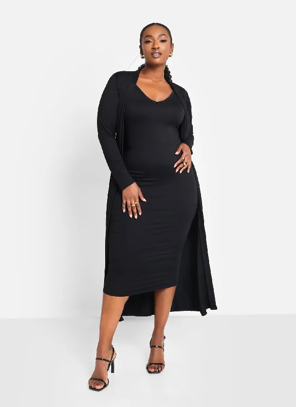 Weekend Discounts to Delight Essential Longline Cardigan - Black