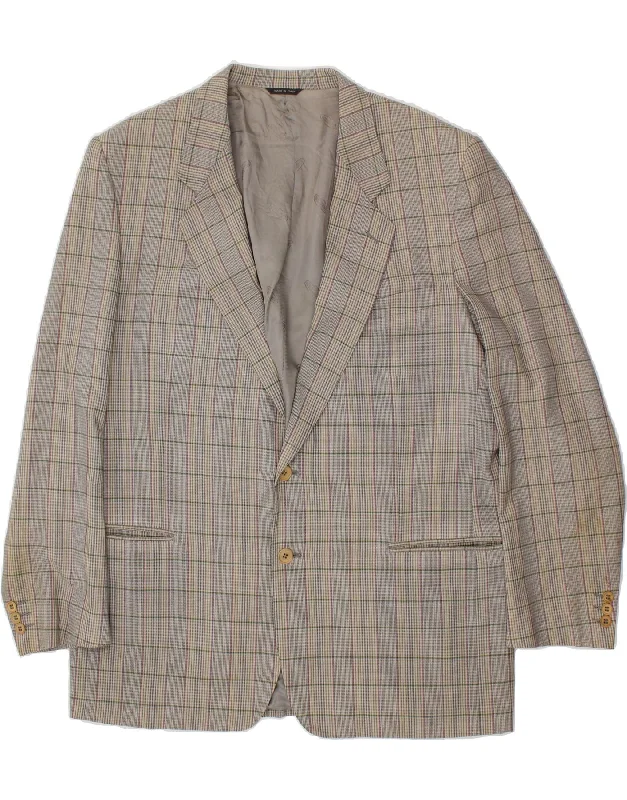 Special Price MISSONI Womens 2 Button Blazer Jacket IT 54 3XL Grey Check Wool
