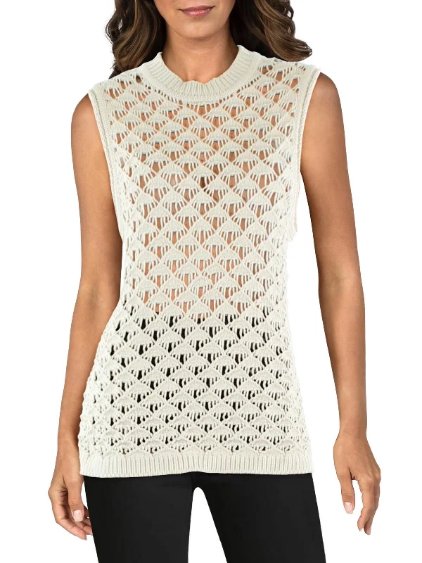 Bargain Bin Womens Open Stitch Split Hem Sweater Vest