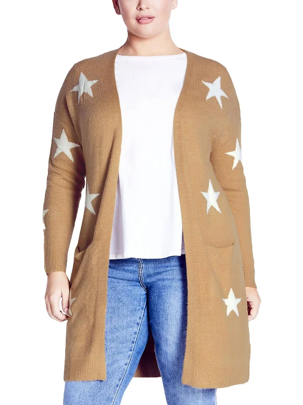 Weekend Savings Spectacular Plus Womens Printed Midi Cardigan Sweater