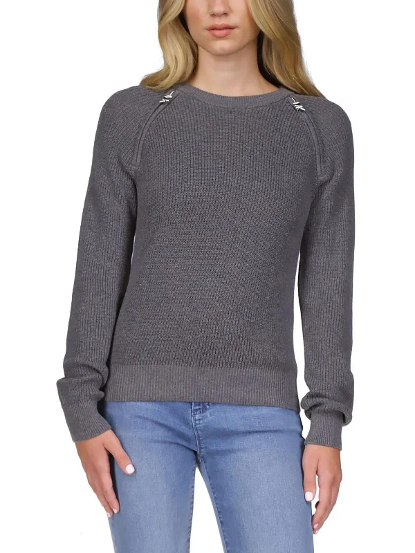 Weekend Offers That Tempt Petites Womens Crewneck Cropped Pullover Sweater
