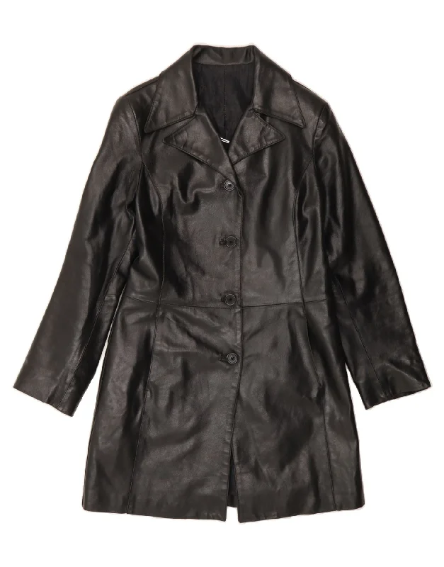Super Bargain VINTAGE Womens Leather Coat IT 40 Small Black Leather