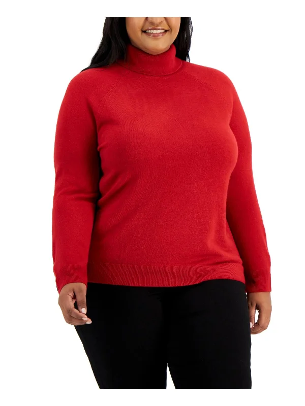 Huge Discounts Plus Womens Ribbed Trim Cozy Turtleneck Sweater