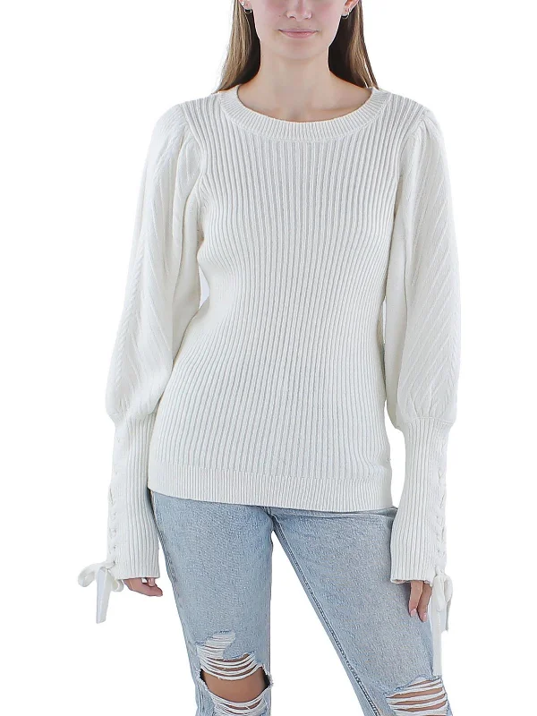 Special Savings Womens Ribbed Knit Crew Neck Pullover Sweater