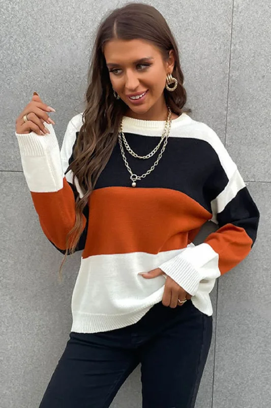 Limited Availability Longing For Fall Color Block Sweater