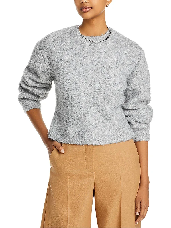 Huge Discounts Womens Wool Blend Ribbed Trim Crewneck Sweater