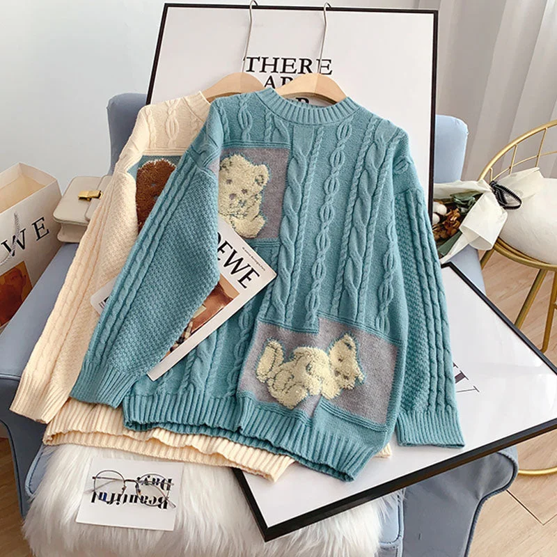 Act Now Little bear sweater female Pullover twist knit  5016