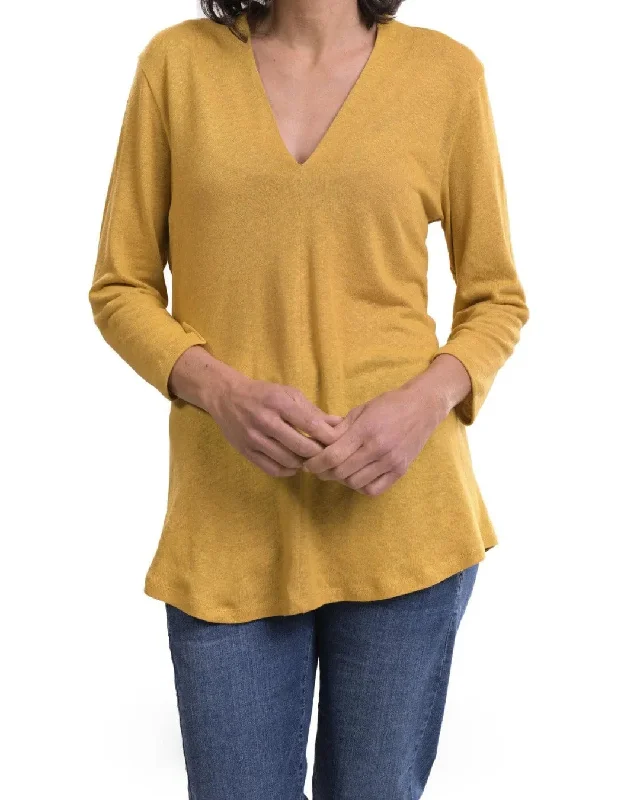 Weekend Bargains to Snag Essential Linen V-neck Top, Yellow