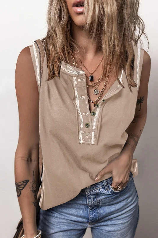 Low Prices Contrast Stitching Round Neck Tank