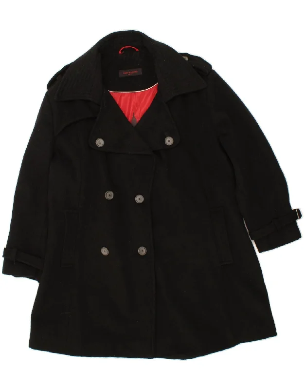Can't Miss FRIEDA & FREDDIES Womens Pea Coat IT 44 Medium Black Virgin Wool