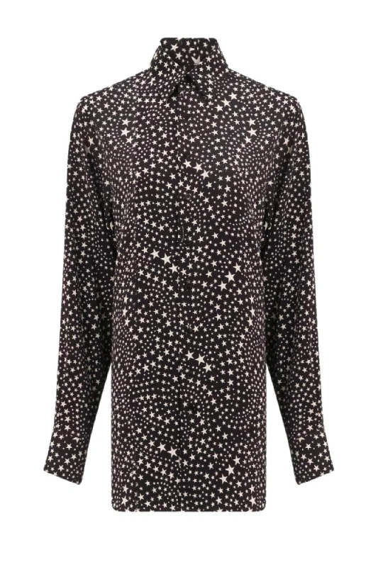 Huge Savings Stella Mccartney Star Print Silk Shirt - Black/ Oat