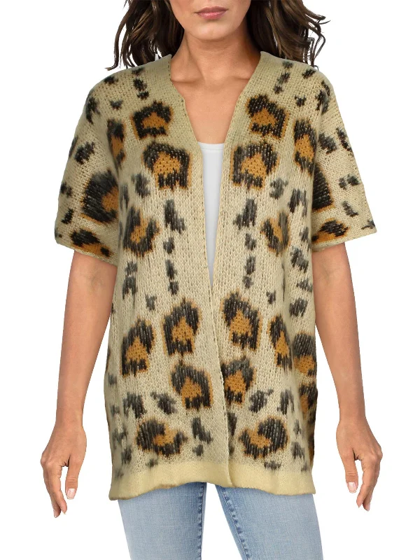 Savings Bonanza Womens Animal Print Open Front Cardigan Sweater