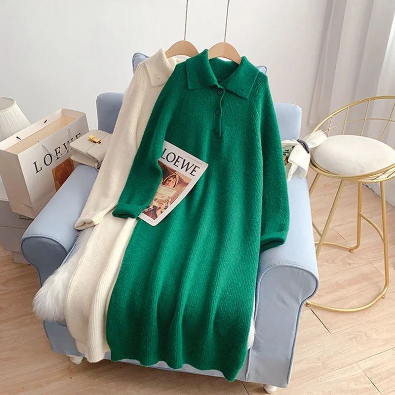 Act Now Loose, slim, lazy, wind backed wool dress  5011