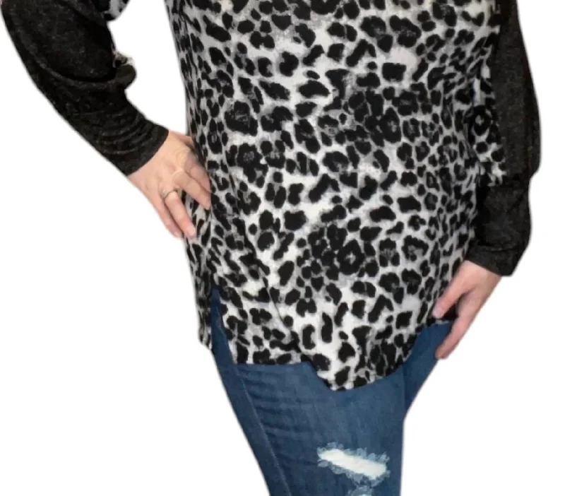 Markdowns Snow Leopard Sweater In Charcoal