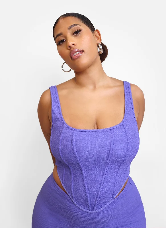 Weekend Specials to Relish Winnie Textured Corset Top - Periwinkle