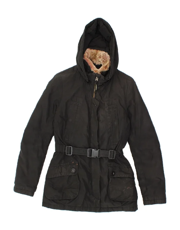 Grand Opening Sale WOOLRICH Womens Hooded Windbreaker Jacket UK 10 Small Black