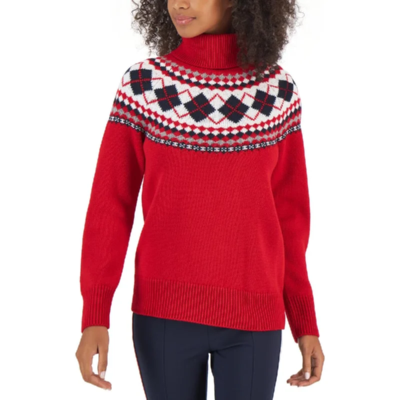 Extra Savings Womens Pattern Turtle Neck Pullover Sweater