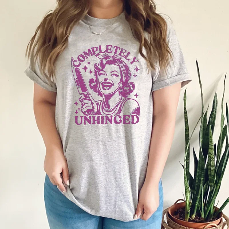 Celebrate the Weekend with Discounts Completely Unhinged Distressed Heather Grey/Purple T-Shirt