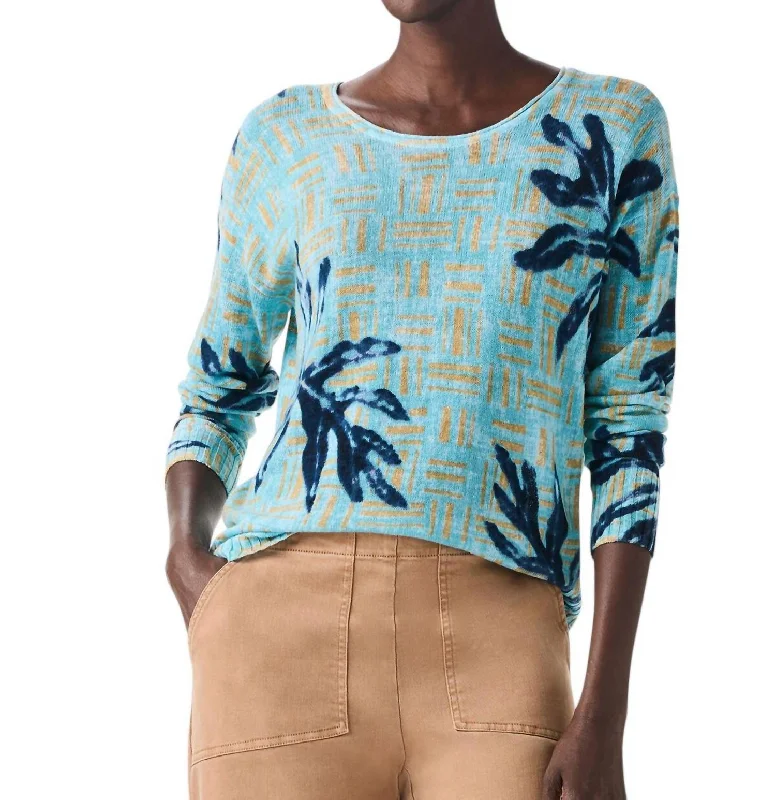 Deep Savings Reef Tide Sweater In Aqua Multi