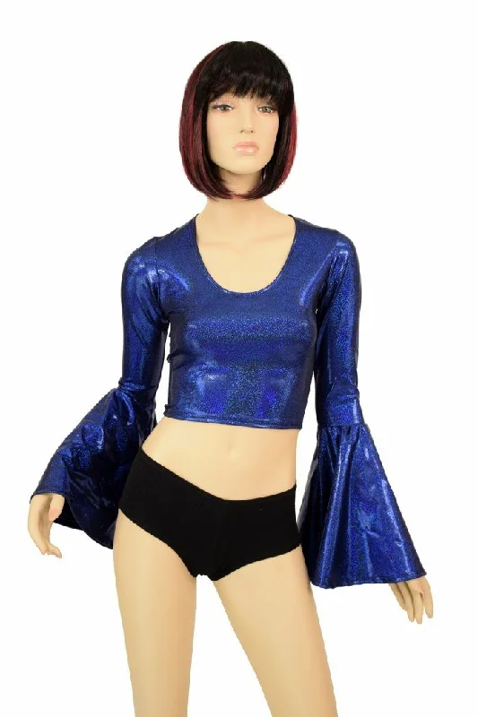Don't Wait Blue Trumpet Sleeve Crop