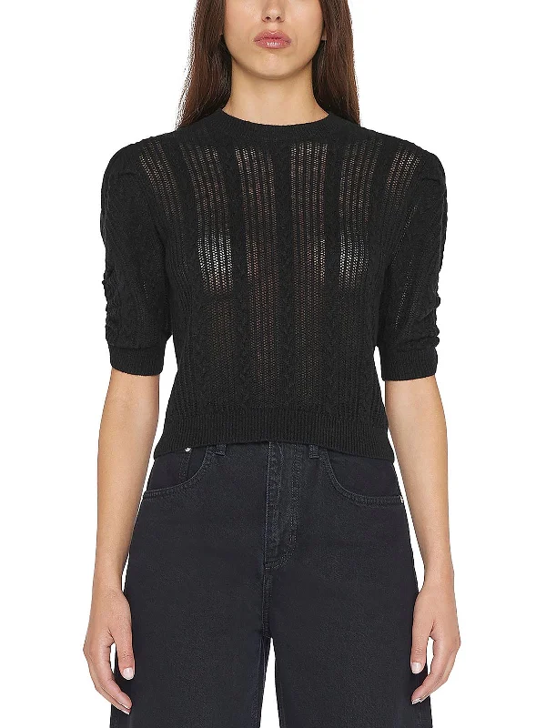 Super Sale Womens Cashmere Pointelle Pullover Sweater