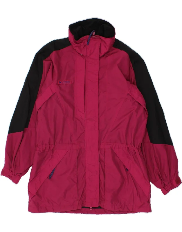 Weekend Specials to Grab COLUMBIA Womens Graphic Rain Jacket UK 14 Medium Pink Colourblock Nylon