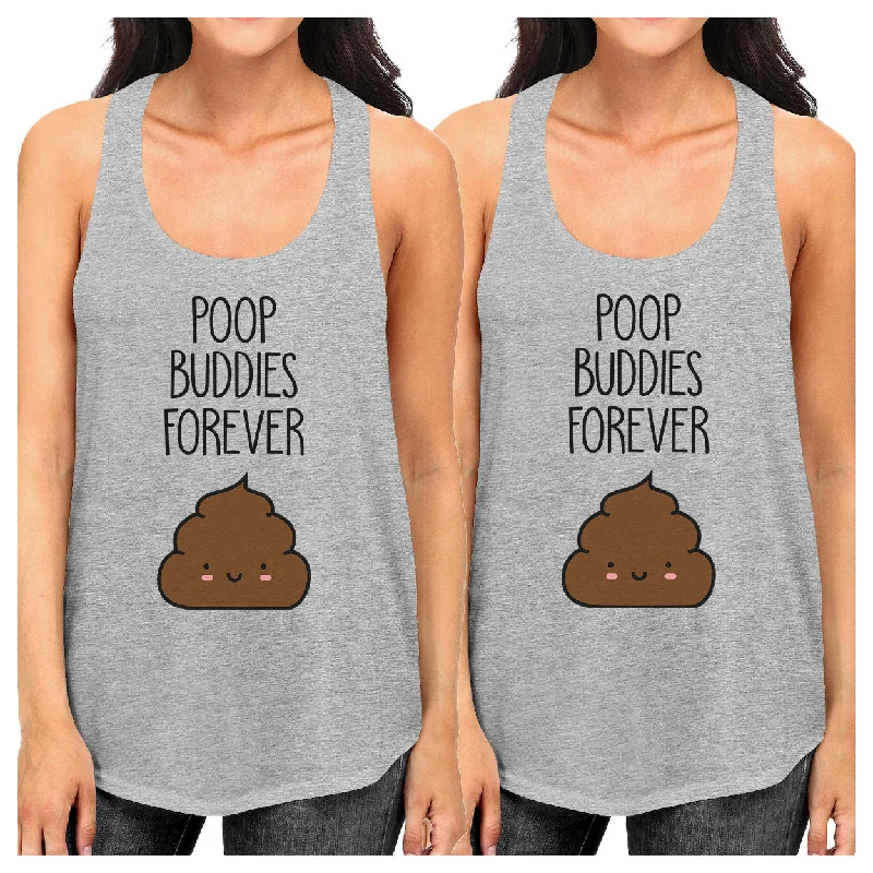 Now or Never Poop Buddies BFF Matching Grey Tank Tops