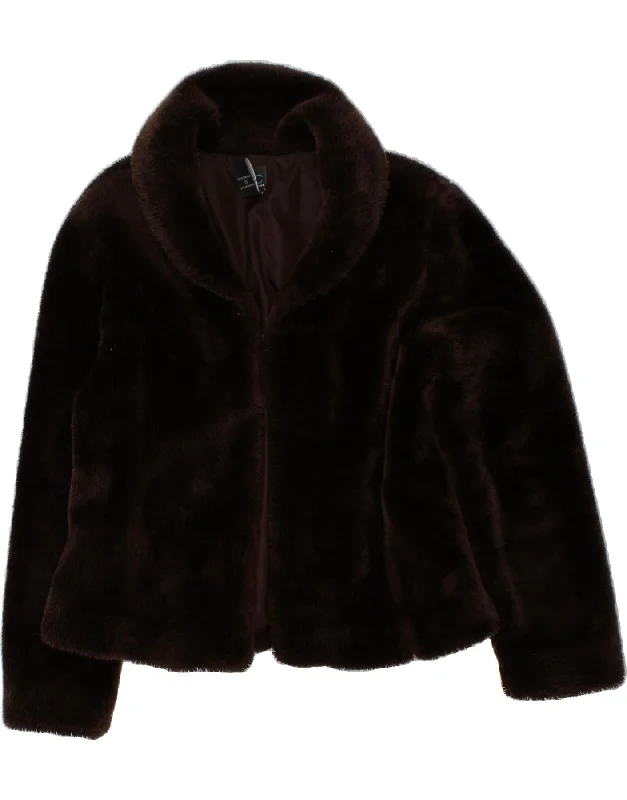 Factory Direct Sale VINTAGE Womens Faux Fur Jacket UK 16 Large Brown Acrylic