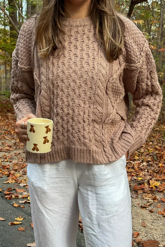 Weekend Offers That Excite Quinn Cable Knit Sweater in Brown | Restocked