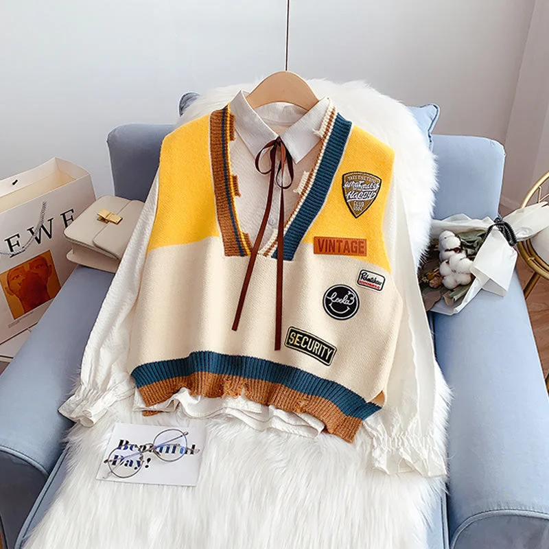 Weekend Savings Sensation Japanese knitted vest vest sleeveless sweater waistcoat  4987