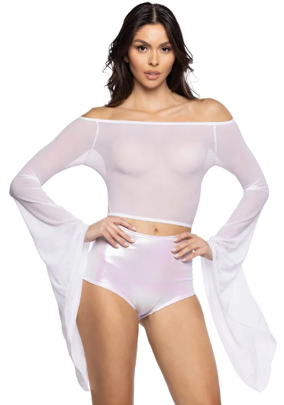 Final Offer Free Spirit White Mesh Gypsy Sleeve Top