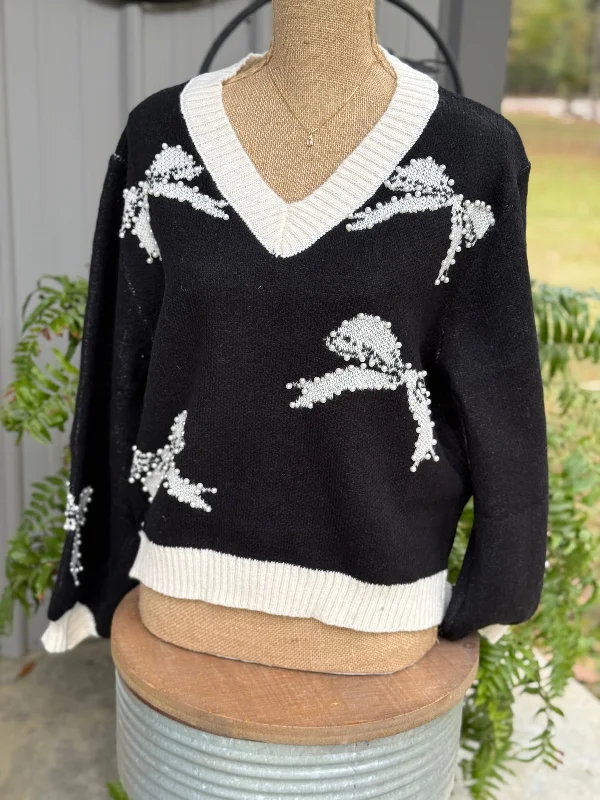 Early Access Ribbon Bow Pearl Sweater