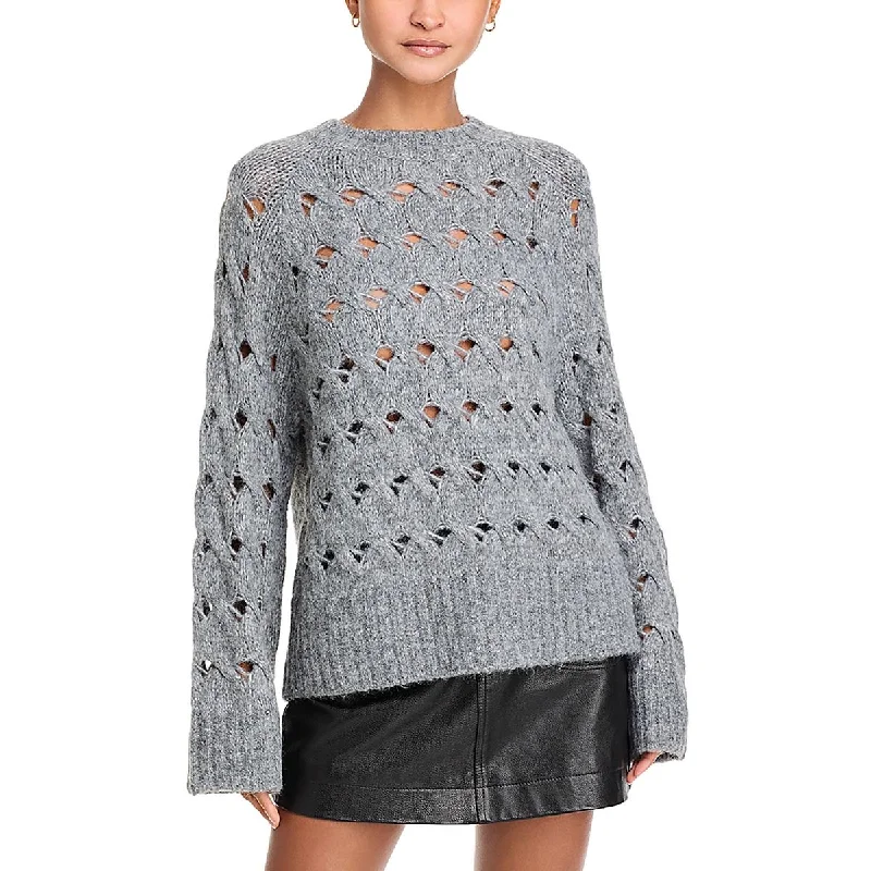 Shop the Weekend Away Womens Knit Oversized Crewneck Sweater