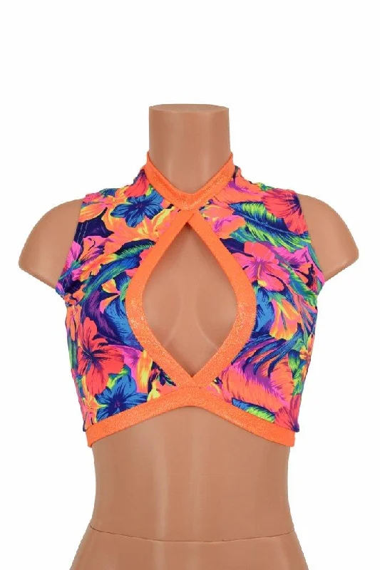 Super Sale Sleeveless Keyhole Top in Tahitian Floral