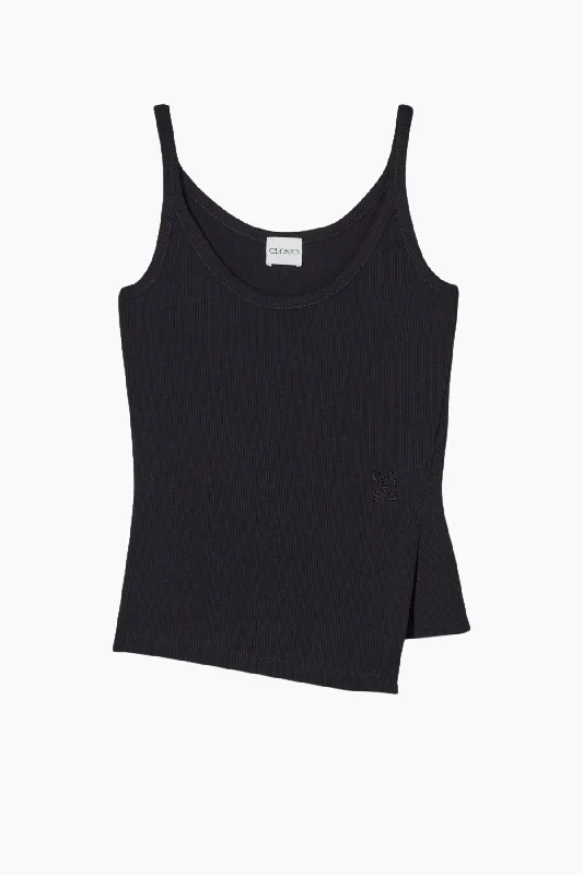 Weekend Savings Bonanza Closed Split Tank Top - Black
