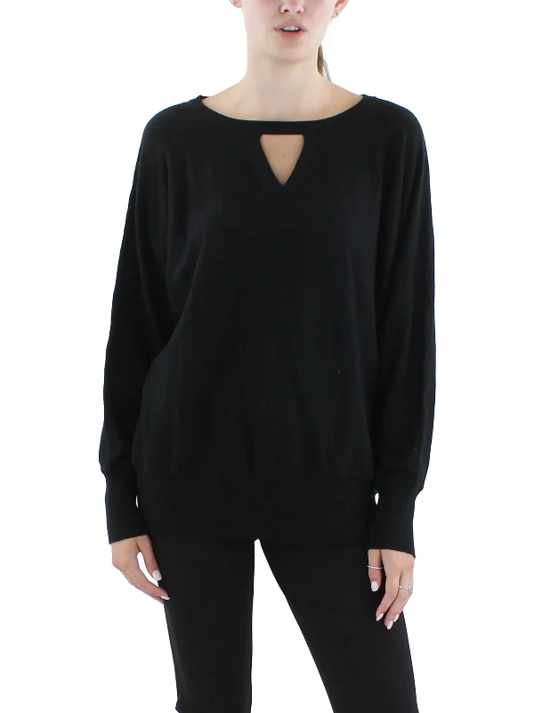 Deal Alert Womens Ribbed Trim Cut-Out Pullover Sweater