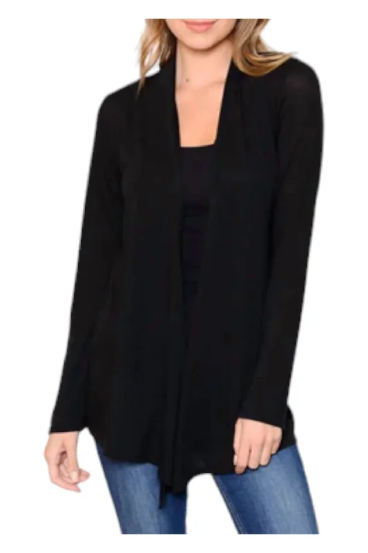 Super Deal Soft Solid Cardigans In Black