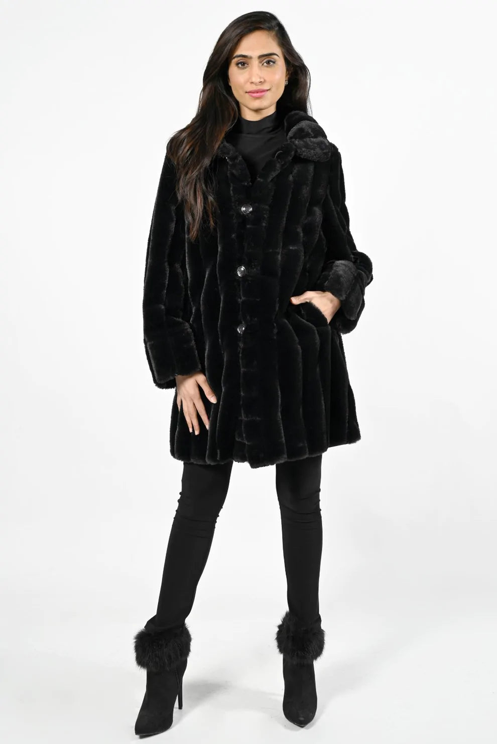 Weekend Price Cuts Galore Frank Lyman #224530U black synthetic fur coat