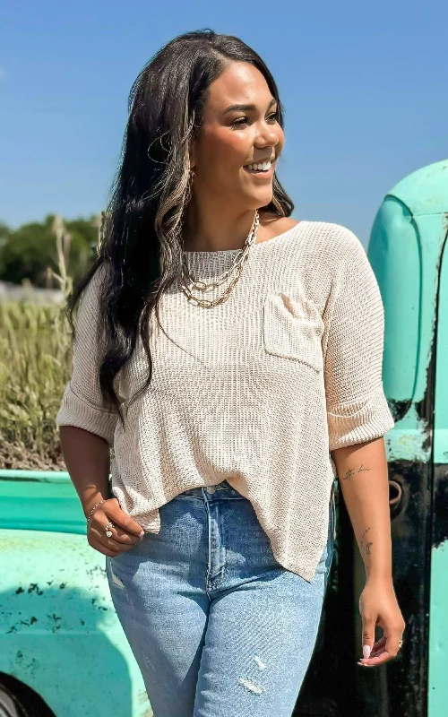 Weekend Bargains to Grab Autumn Breeze Half Sleeve Solid Knit Top - Final Sale