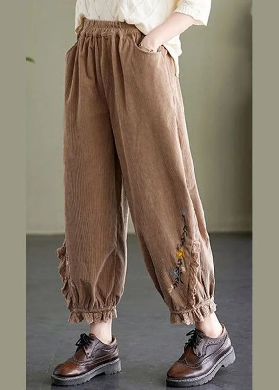 Best Bargains Boho Khaki Embroideried Patchwork Lace Warm Fleece Corduroy Crop Pants Spring Best Bargains Boho Khaki Embroideried Patchwork Lace Warm Fleece Corduroy Crop Pants Spring