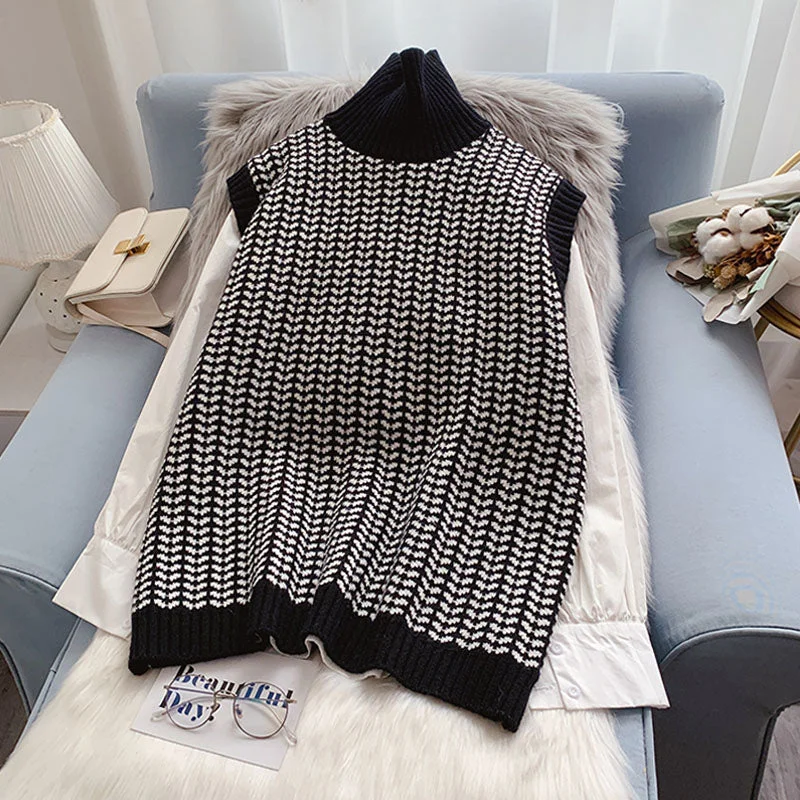 Sale Alert High neck vest sweater vest knitted female sleeveless  5002