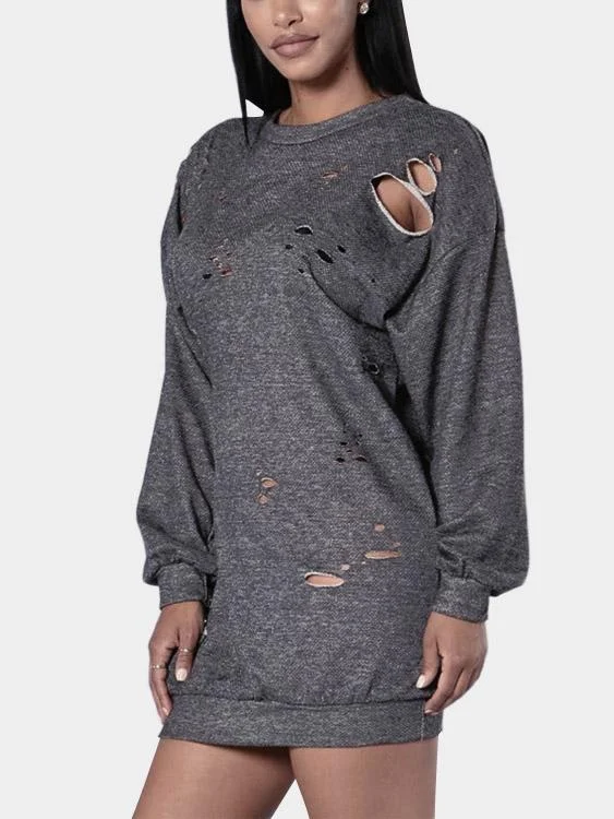 While Supplies Last Wholesale Grey Round Neck Long Sleeve Plain Bodycon T-Shirts