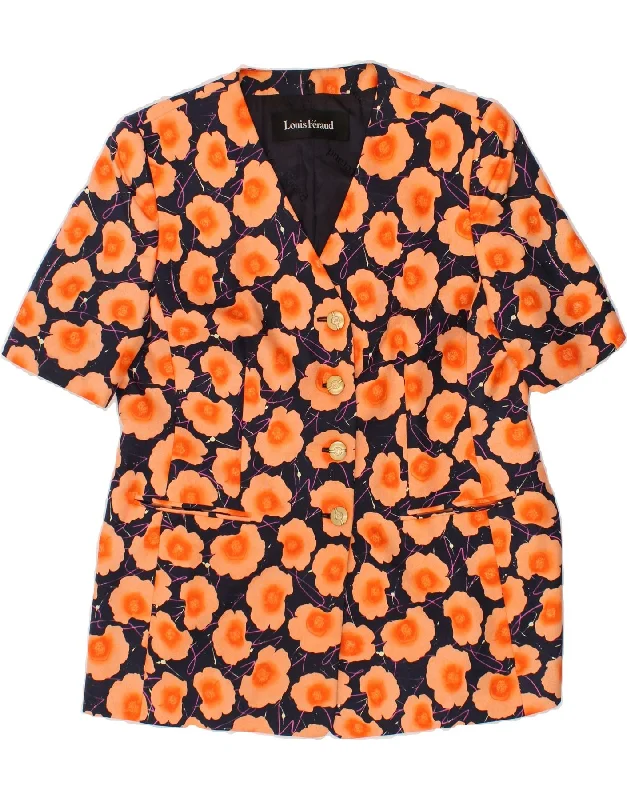 Weekend Discounts to Delight LOUIS FERAUD Womens 4 Button Blazer Jacket UK 20 2XL Orange Floral Weekend Discounts to Delight LOUIS FERAUD Womens 4 Button Blazer Jacket UK 20 2XL Orange Floral