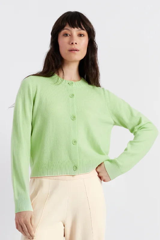 Now Available Lemon Wool-Cashmere Crew Neck Cardigan