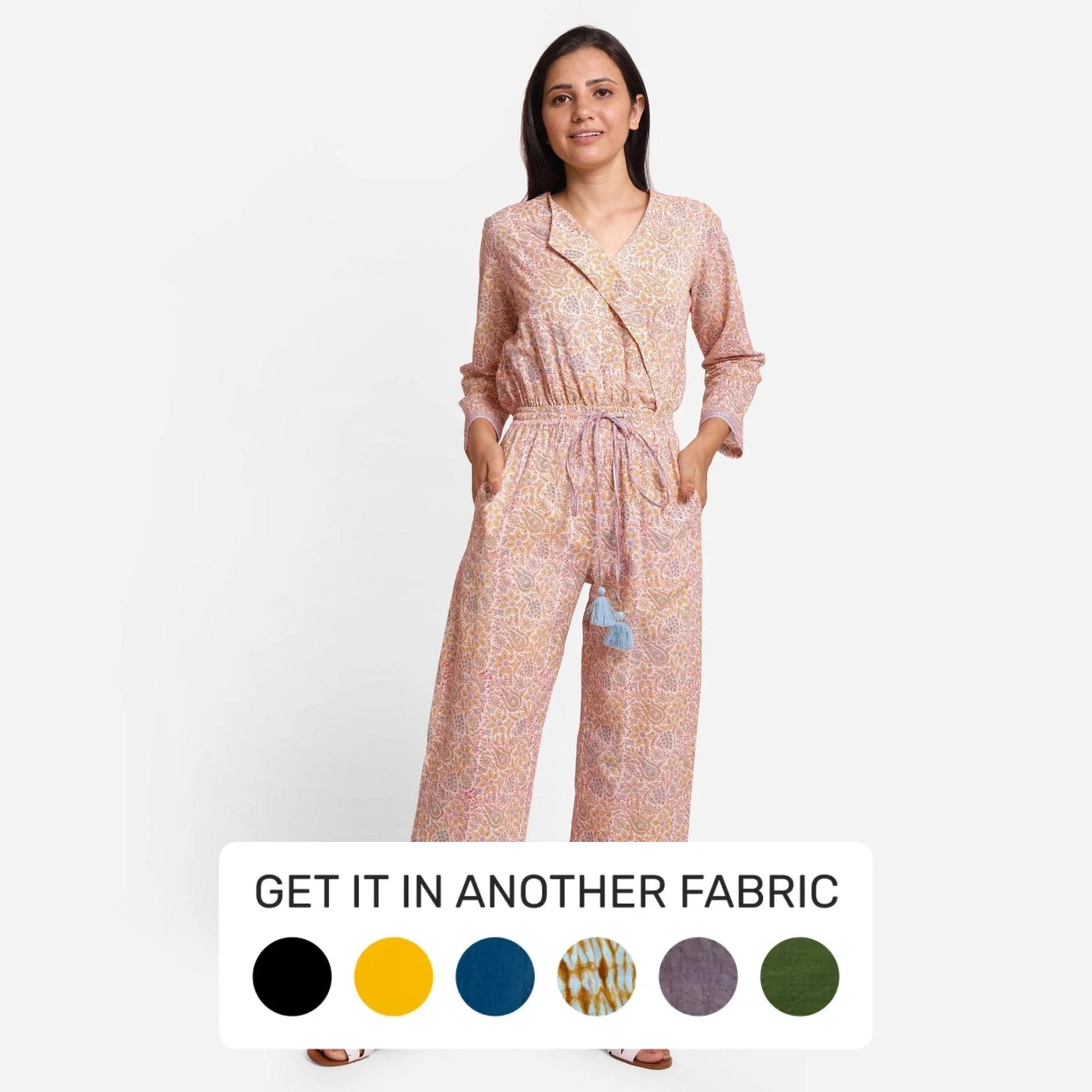 Special Savings Yellow Paisley Block Printed Ankle Length Cotton Overall