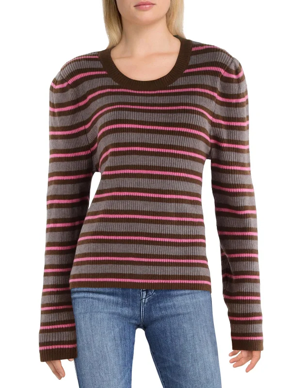 Shop the Weekend Away Womens Striped Mock Neck Pullover Sweater
