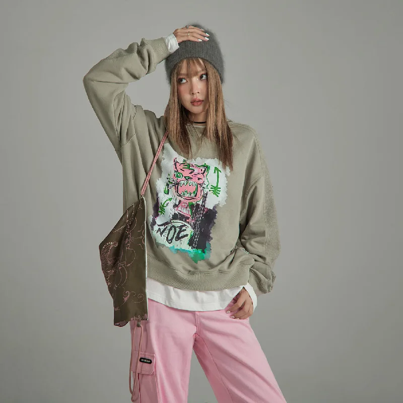 Flash Sale Artwork Loose Fit Sweater