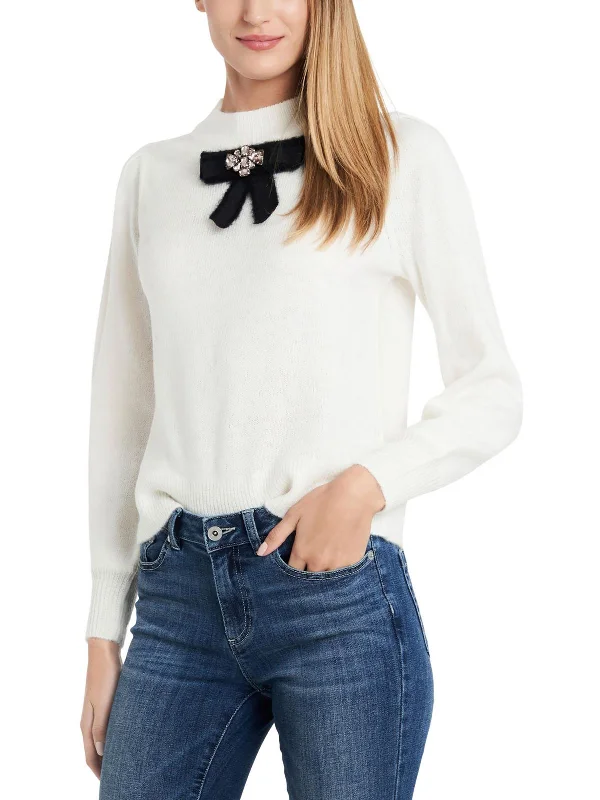 Year-End Sale Womens Bow Mock Neck Sweater