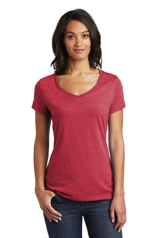 Online Deal District Womens Very Important Short Sleeve V-Neck T-Shirt - Heather Red - Closeout