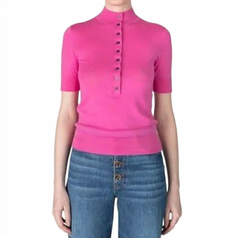 Midnight Sale Violette Cashmere Button Up Mockneck Top In Macron